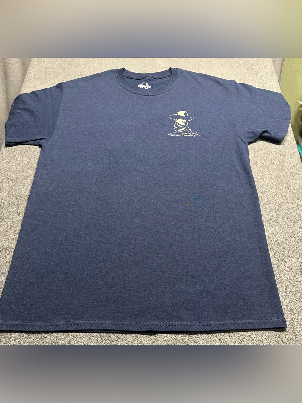 Navy Short Sleeve Graphic Crewneck T-Shirt with Cowboy Emblem